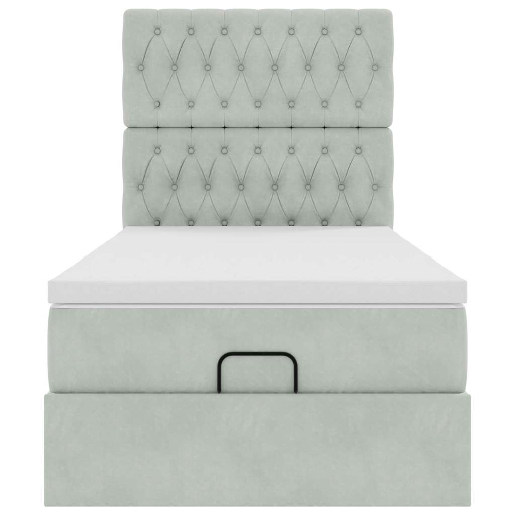 Cadru de pat otoman cu saltea Gri deschis 80x200cm catifea GartenMobel Dekor