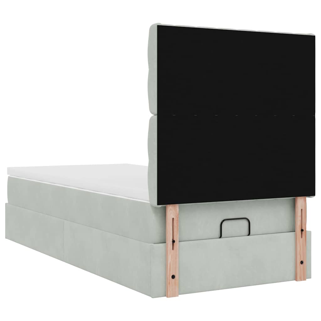 Cadru de pat otoman cu saltea Gri deschis 80x200cm catifea GartenMobel Dekor