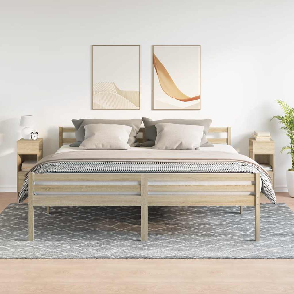 Noptiere, 2 buc., cu sertar, Stejar Sonoma, 25x31x66 cm GartenMobel Dekor