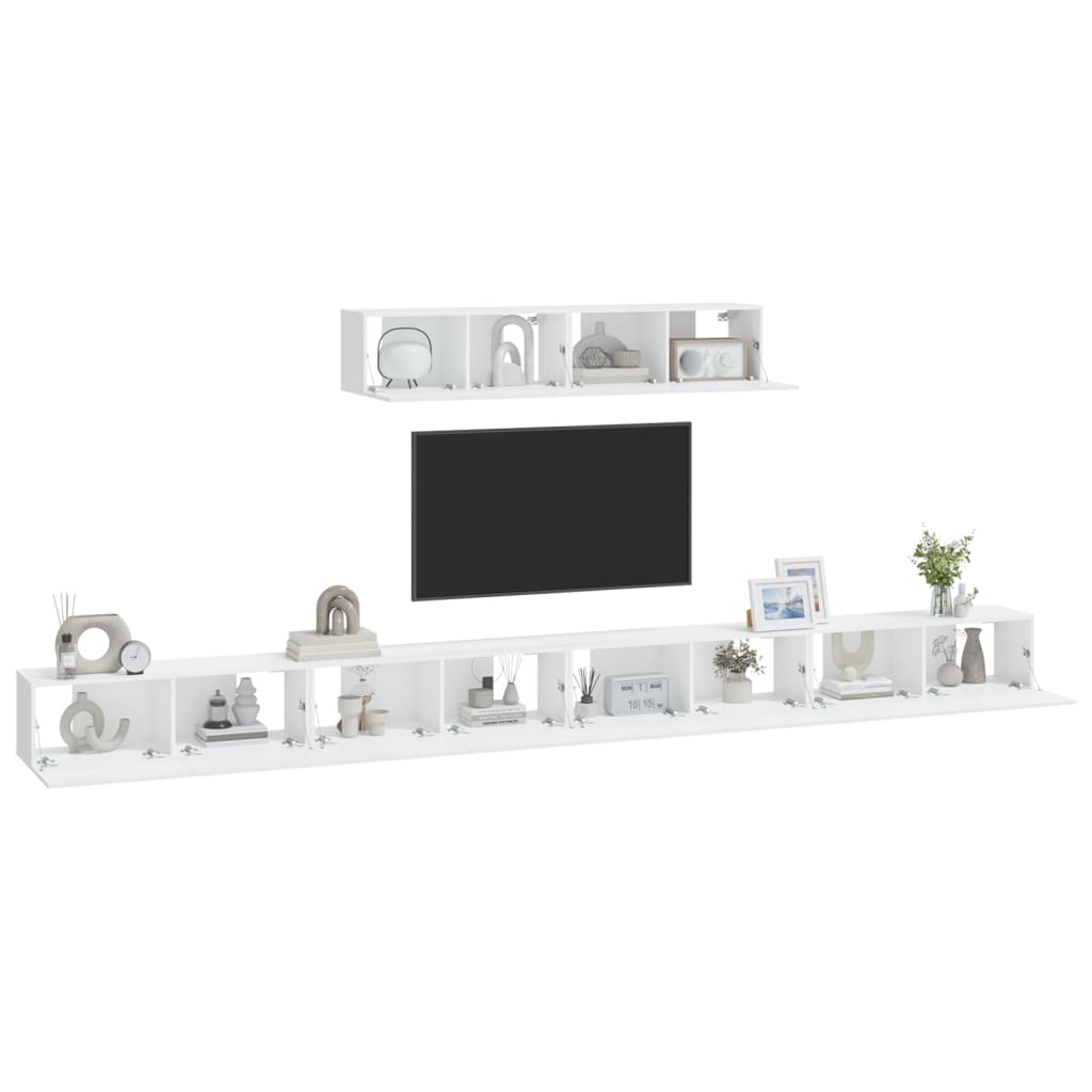 Set dulap TV, 6 piese, alb, lemn prelucrat GartenMobel Dekor