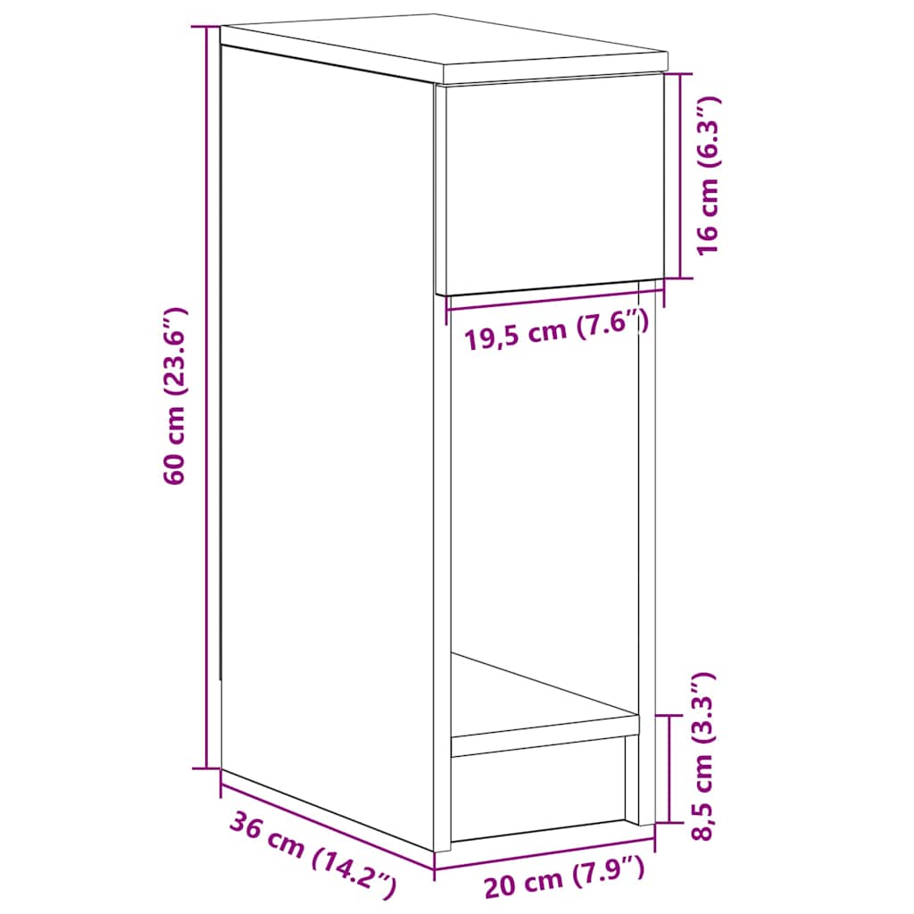 Noptiera cu sertar Stejar Sonoma 20x36x60 cm GartenMobel Dekor