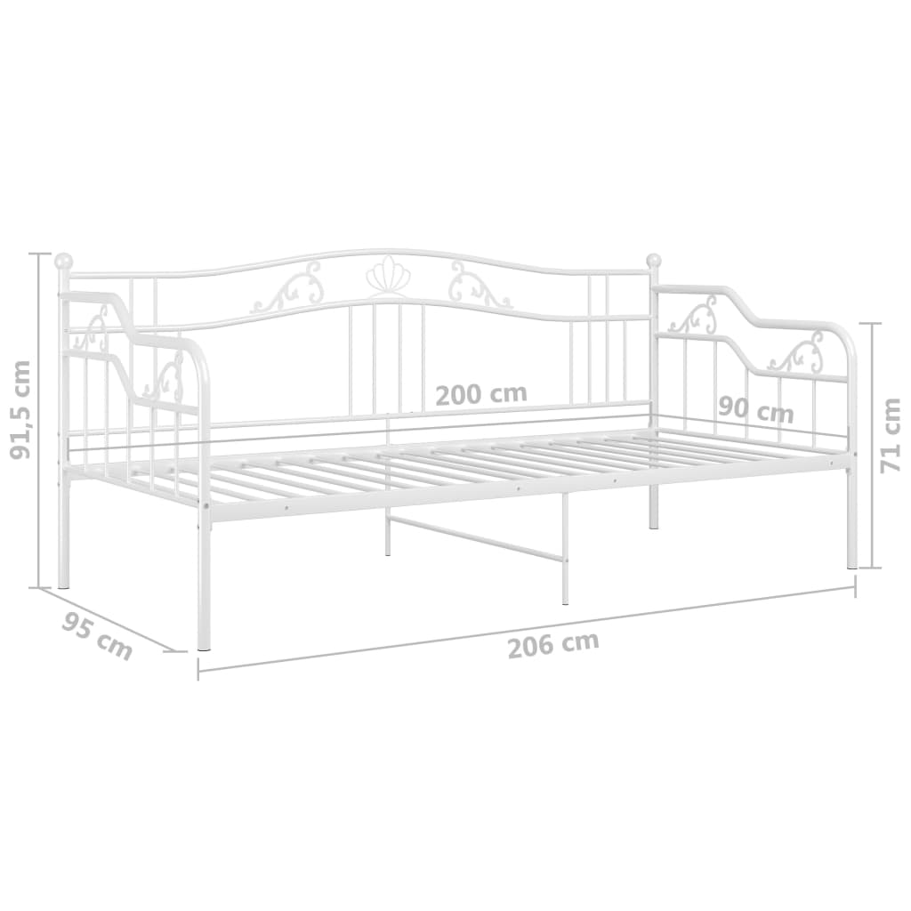 Cadru pat canapea, alb, 90x200 cm, metal GartenMobel Dekor