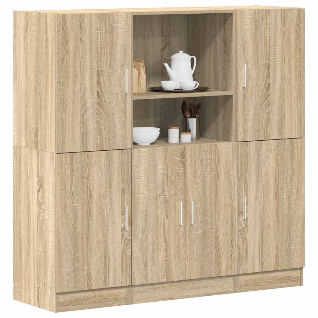 Set dulapuri de bucătărie 3 piese stejar sonoma, lemn prelucrat GartenMobel Dekor