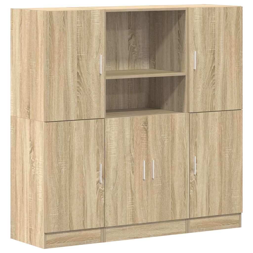 Set dulapuri de bucătărie 3 piese stejar sonoma, lemn prelucrat GartenMobel Dekor