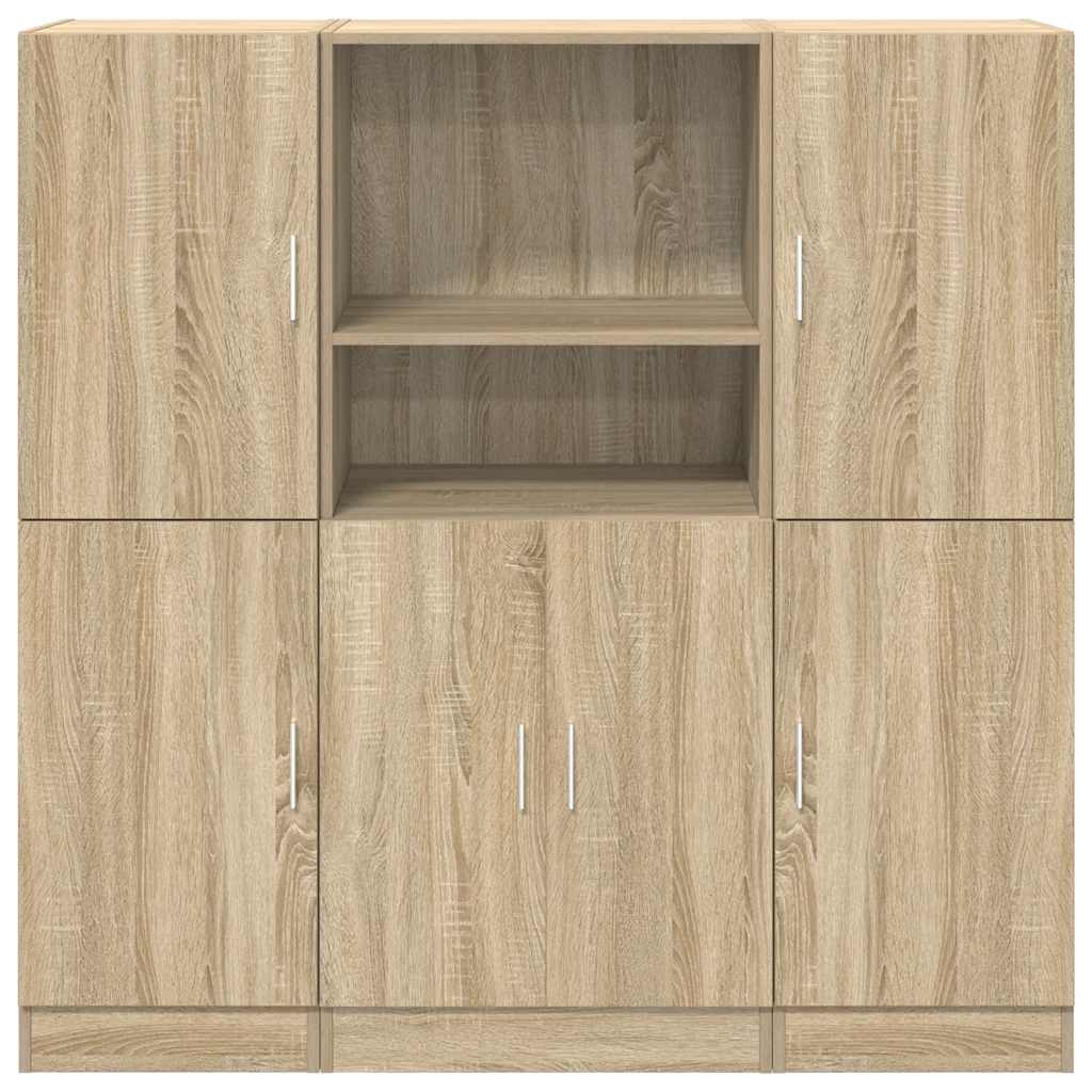 Set dulapuri de bucătărie 3 piese stejar sonoma, lemn prelucrat GartenMobel Dekor