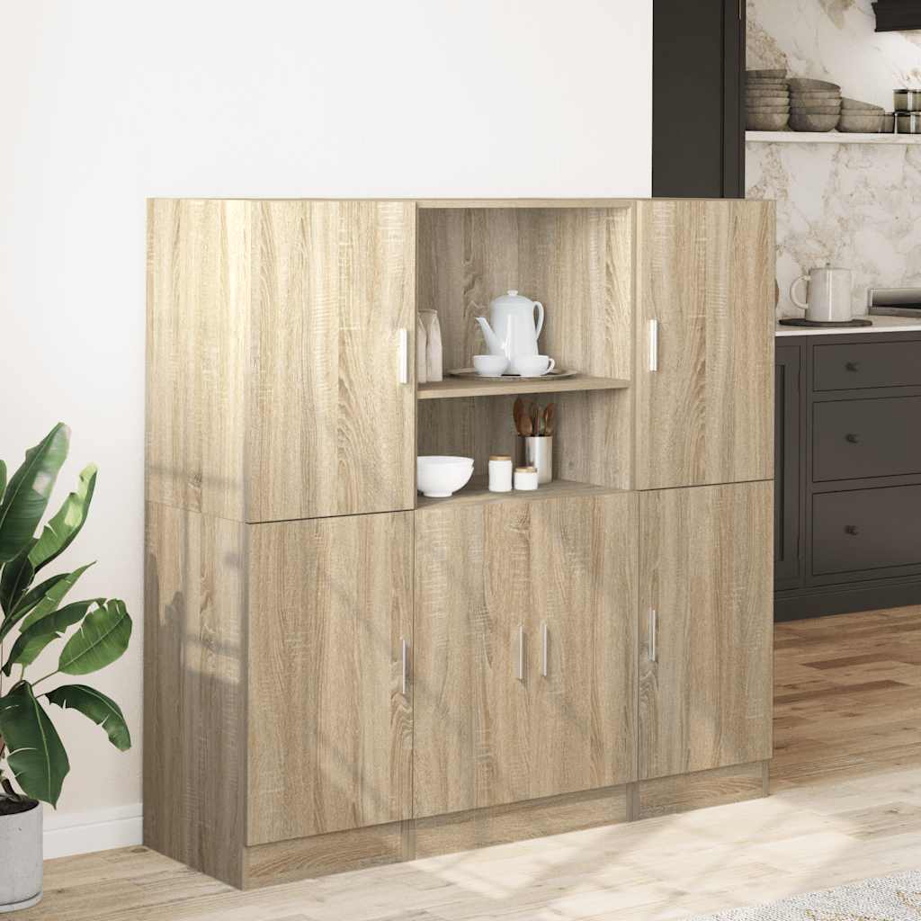 Set dulapuri de bucătărie 3 piese stejar sonoma, lemn prelucrat GartenMobel Dekor