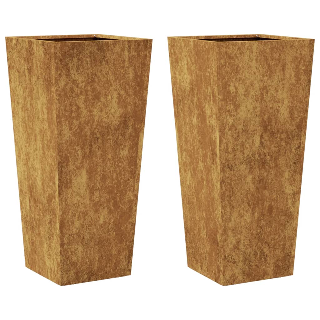 Jardiniere de grădină 2 buc 35x35x75 cm Oțel pentru intemperii GartenMobel Dekor