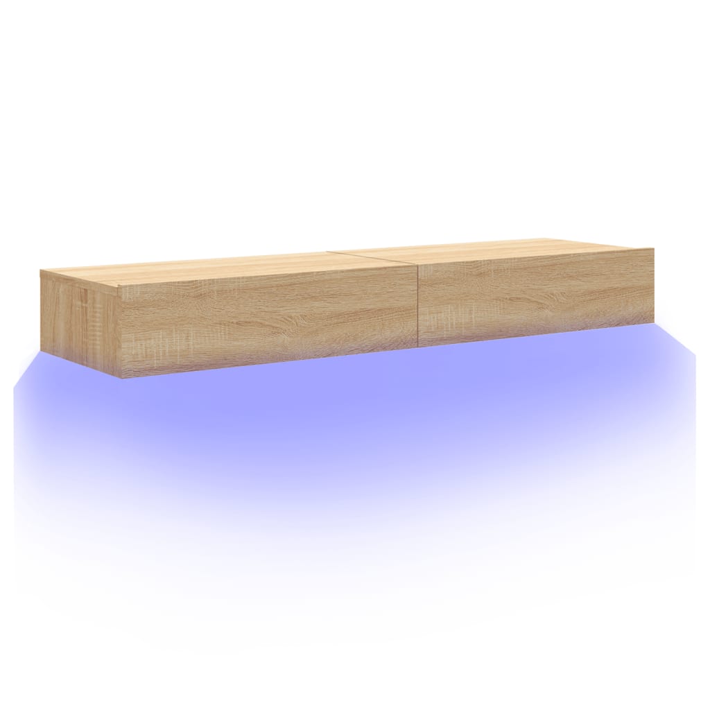 Comode TV cu lumini LED, 2 buc., stejar sonoma, 60x35x15,5 cm GartenMobel Dekor