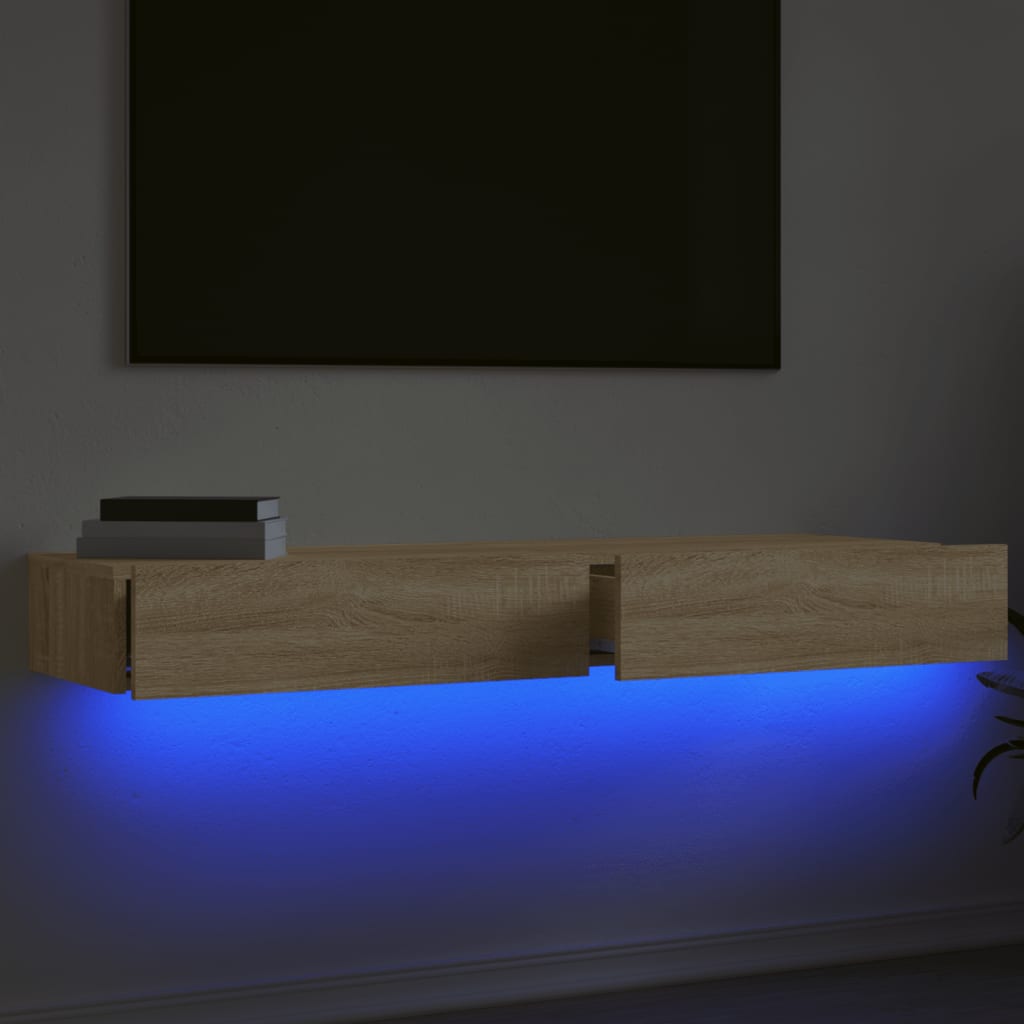 Comode TV cu lumini LED, 2 buc., stejar sonoma, 60x35x15,5 cm GartenMobel Dekor