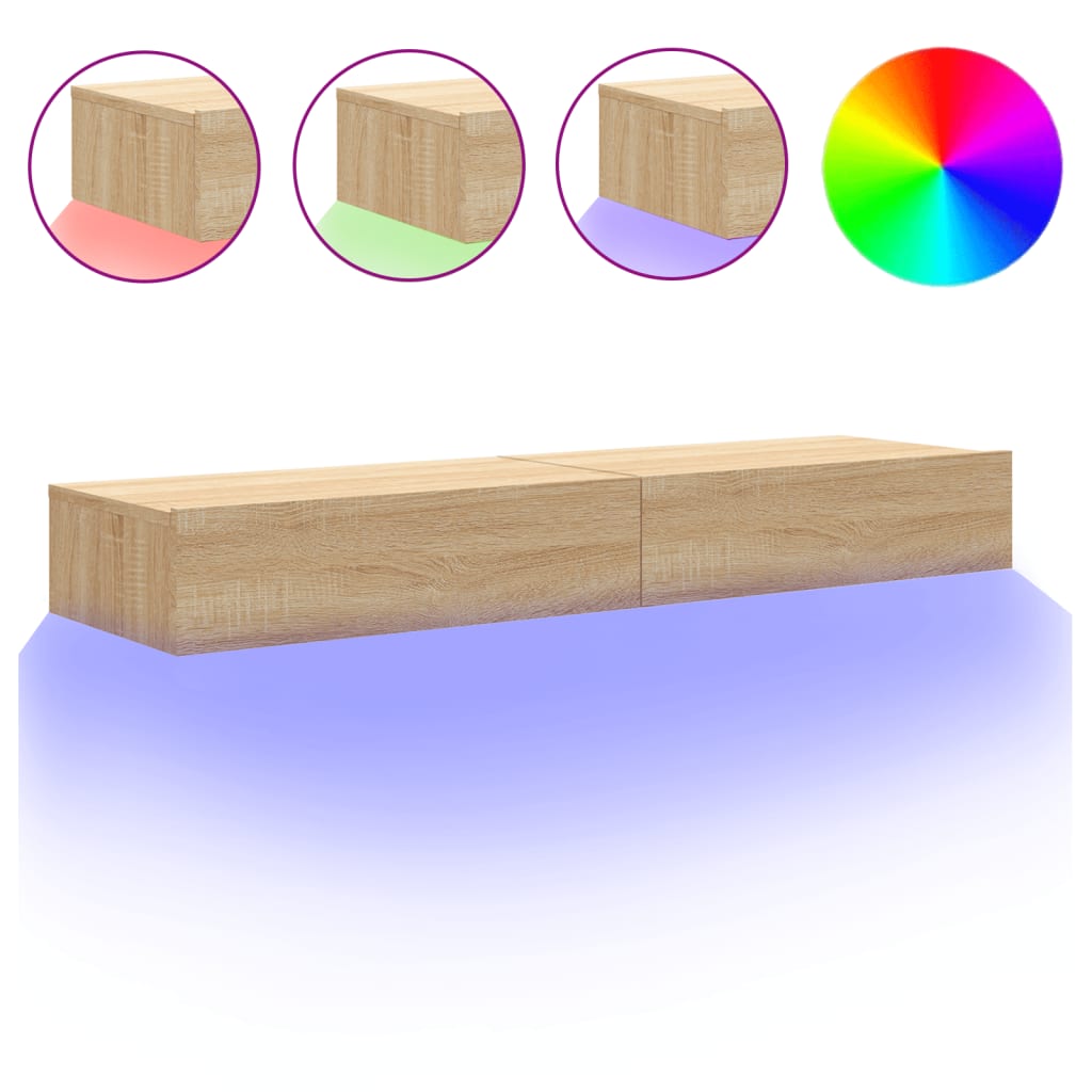 Comode TV cu lumini LED, 2 buc., stejar sonoma, 60x35x15,5 cm GartenMobel Dekor