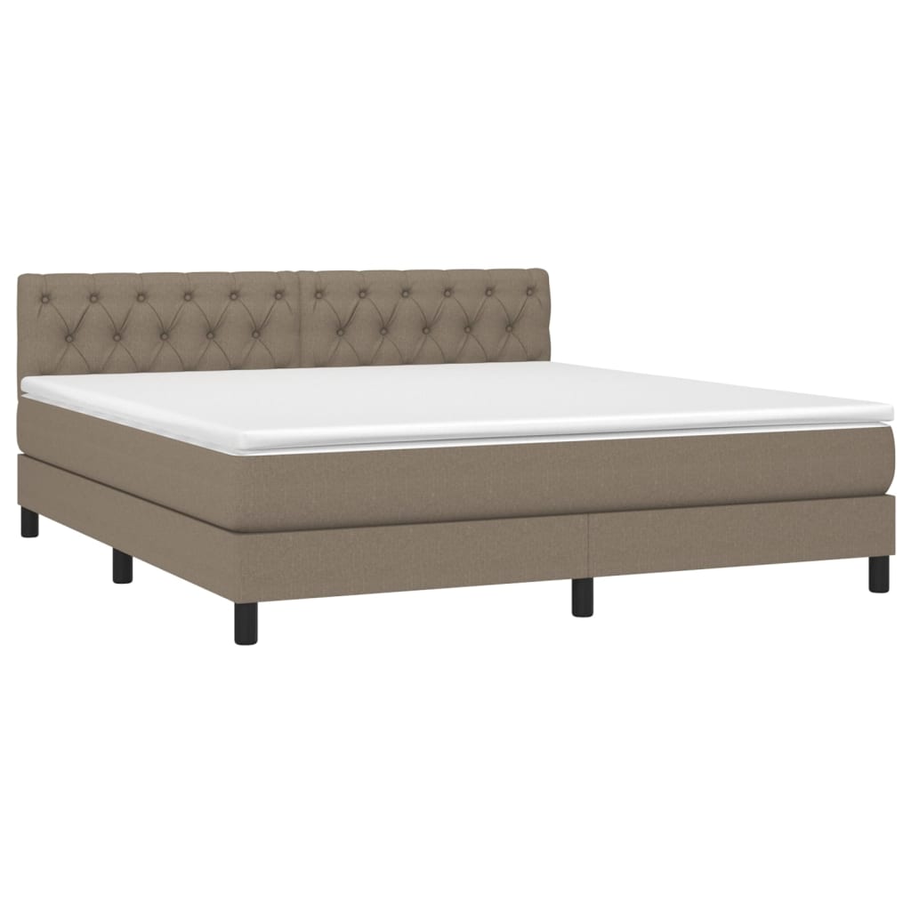 Pat cu arcuri, saltea și LED, gri taupe, 160x200 cm, textil GartenMobel Dekor