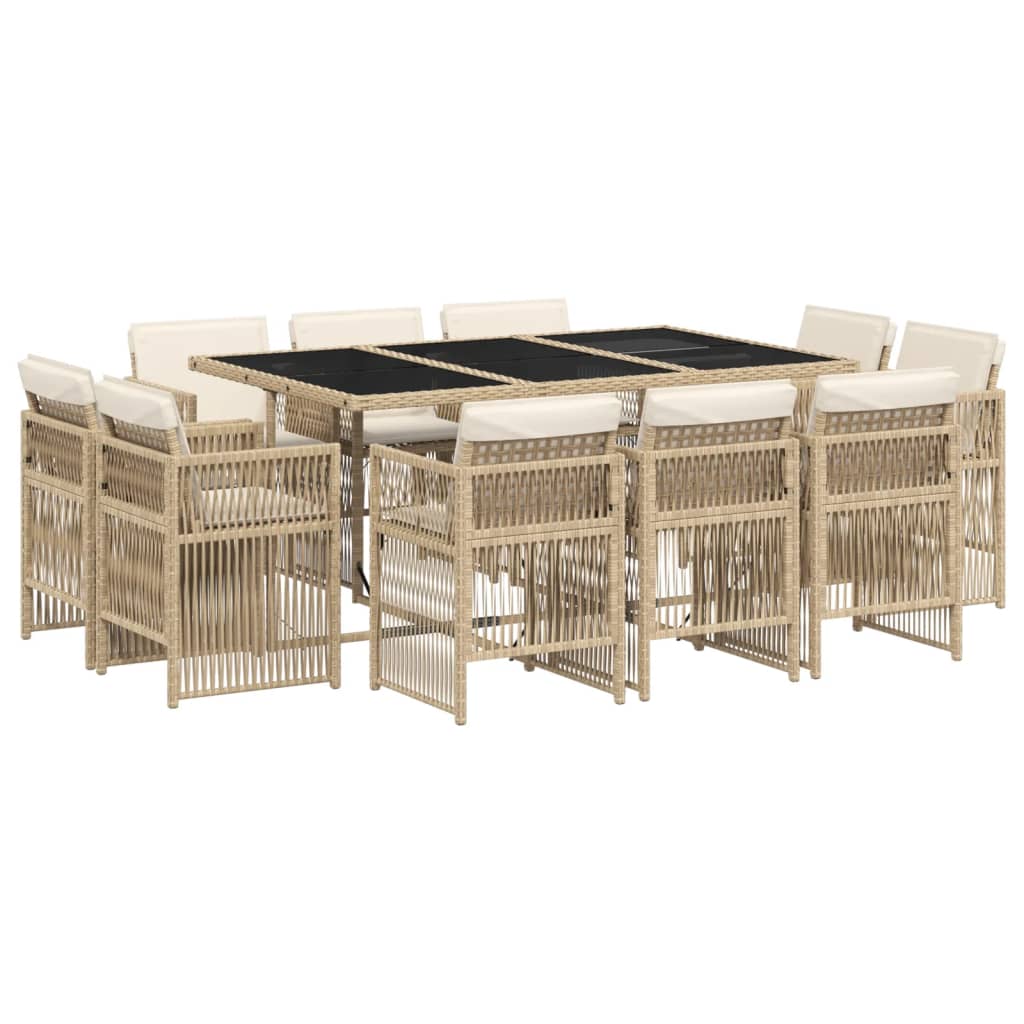 Set mobilier de grădină cu perne, 11 piese, bej, poliratan GartenMobel Dekor