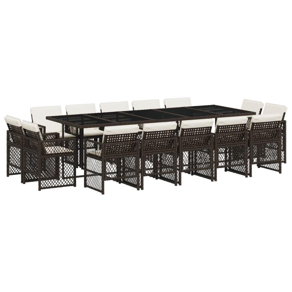 Set mobilier de grădină cu perne, 15 piese, maro, poliratan GartenMobel Dekor