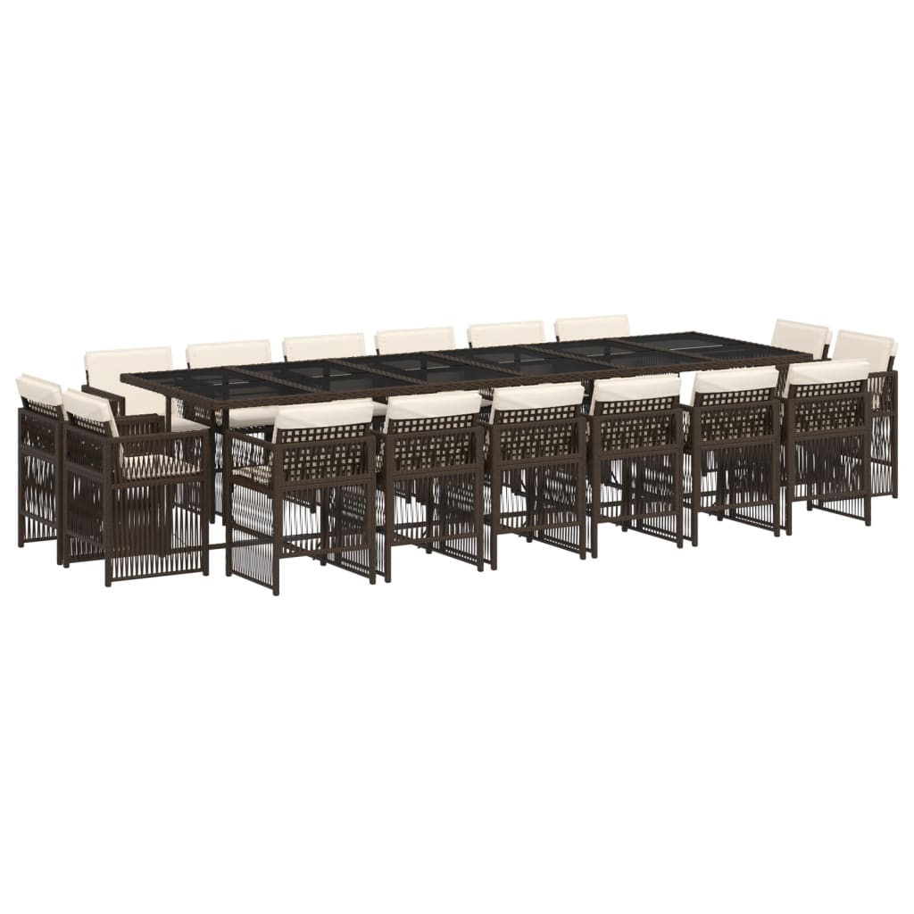 Set mobilier de grădină cu perne, 17 piese, maro, poliratan GartenMobel Dekor