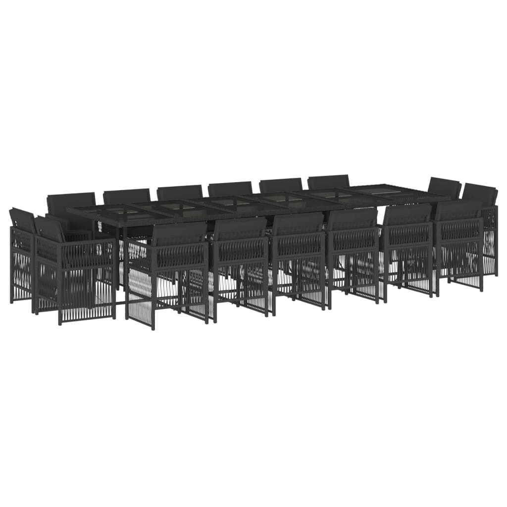Set mobilier de grădină cu perne, 17 piese, negru, poliratan GartenMobel Dekor