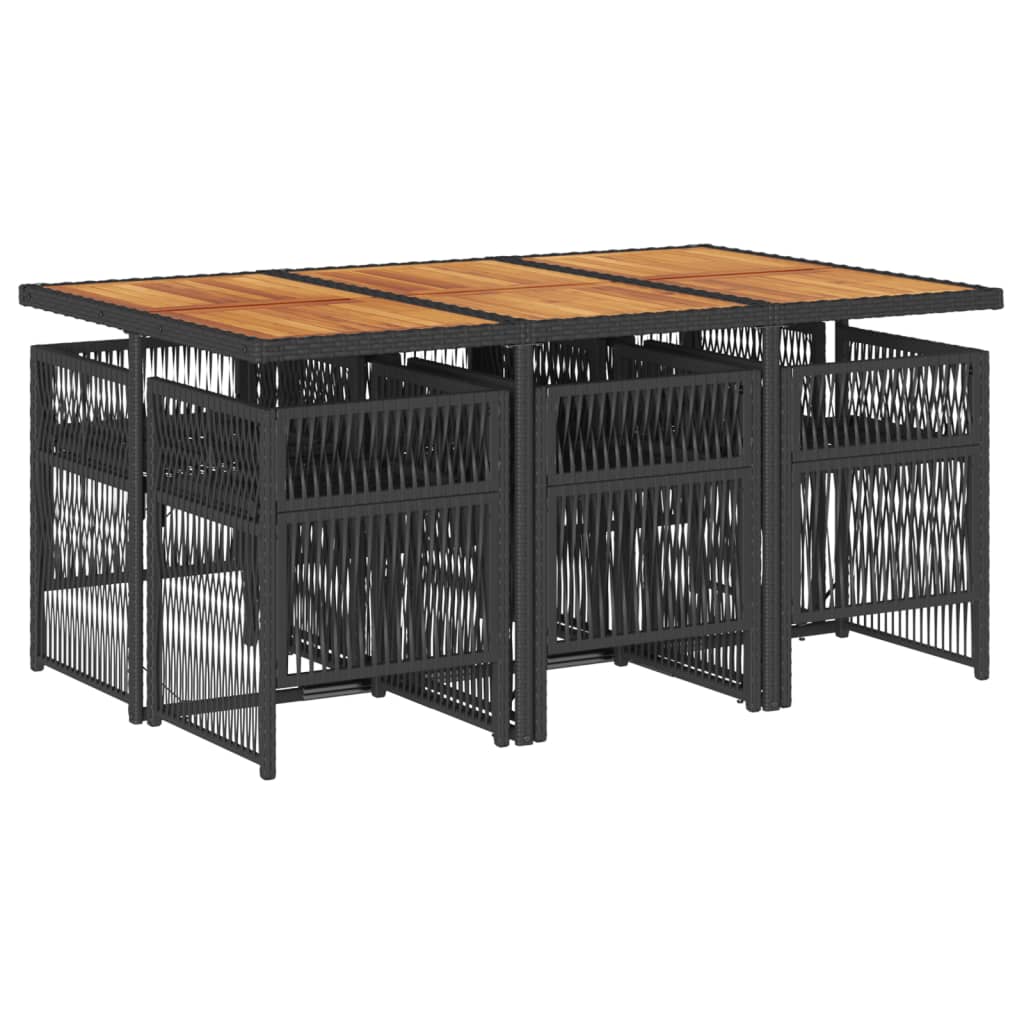 Set mobilier de grădină cu perne, 7 piese, negru, poliratan GartenMobel Dekor