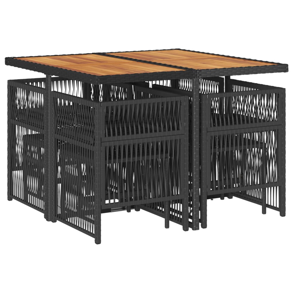 Set mobilier de grădină cu perne, 9 piese, negru, poliratan GartenMobel Dekor