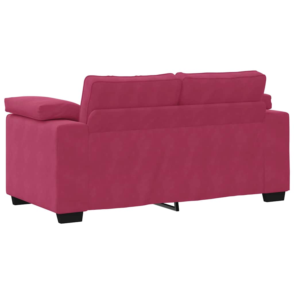 Set canapea cu perne, 3 piese, roșu vin, catifea GartenMobel Dekor