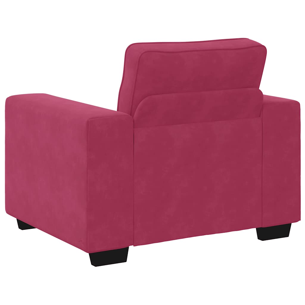 Set canapea cu perne, 3 piese, roșu vin, catifea GartenMobel Dekor