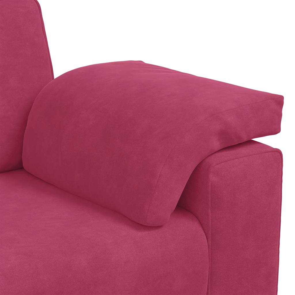 Set canapea cu perne, 3 piese, roșu vin, catifea GartenMobel Dekor