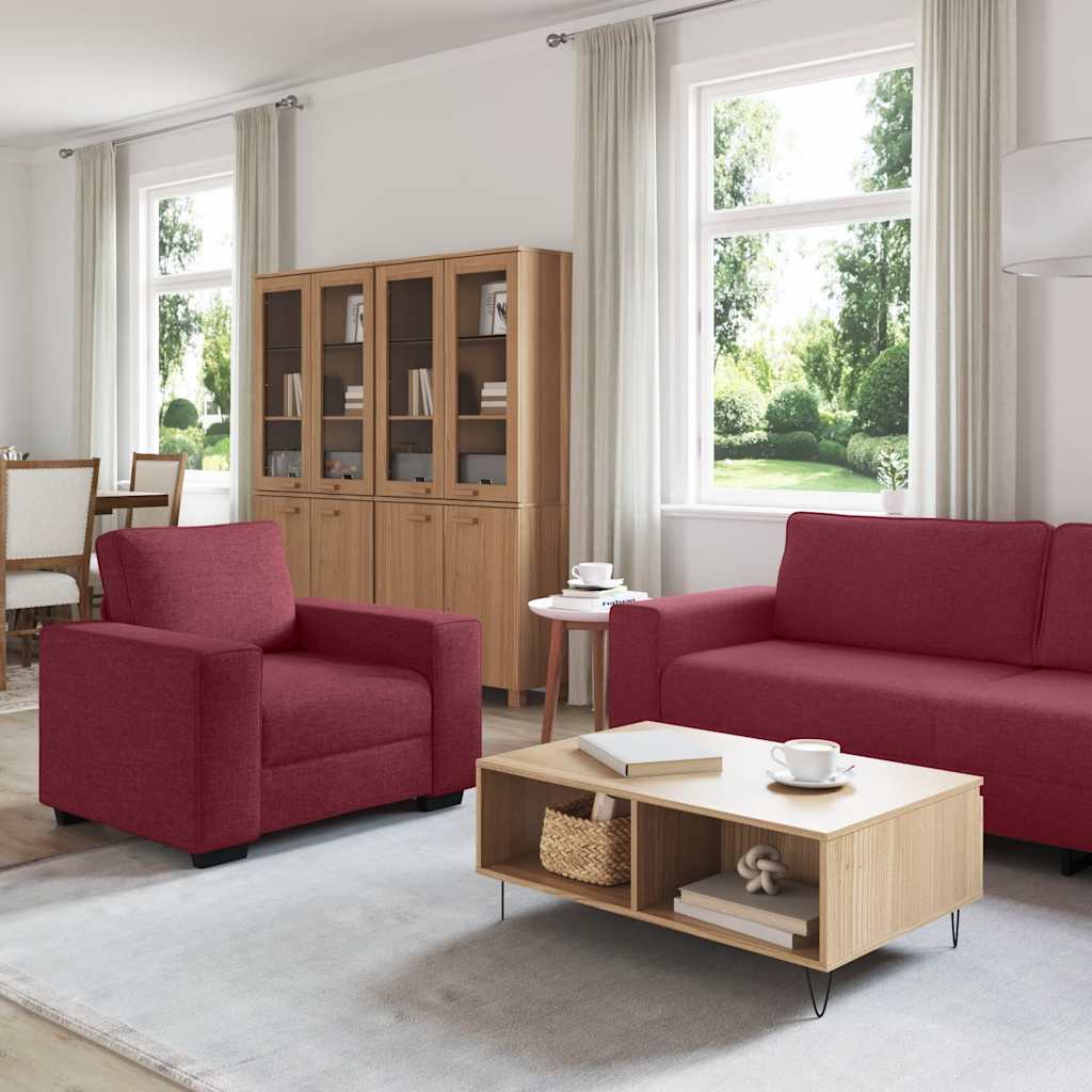 Set canapea cu perne, 3 piese, roșu vin, material textil GartenMobel Dekor