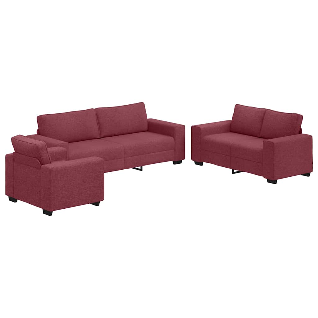 Set canapea cu perne, 3 piese, roșu vin, material textil GartenMobel Dekor
