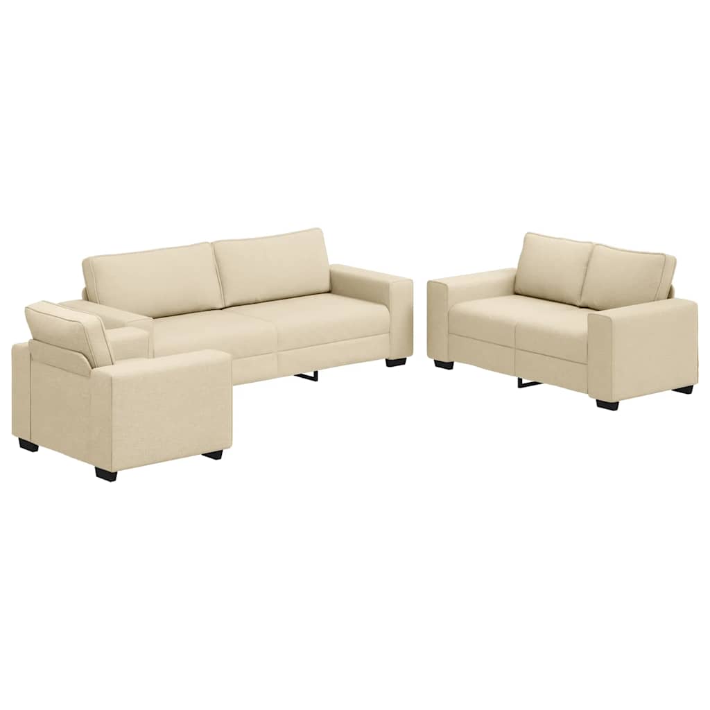 Set de canapele cu perne, 3 piese, crem, textil GartenMobel Dekor