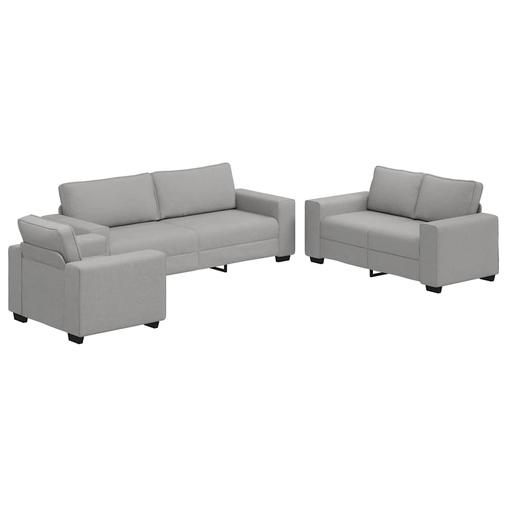 Set de canapele cu perne, 3 piese, gri nor, textil GartenMobel Dekor