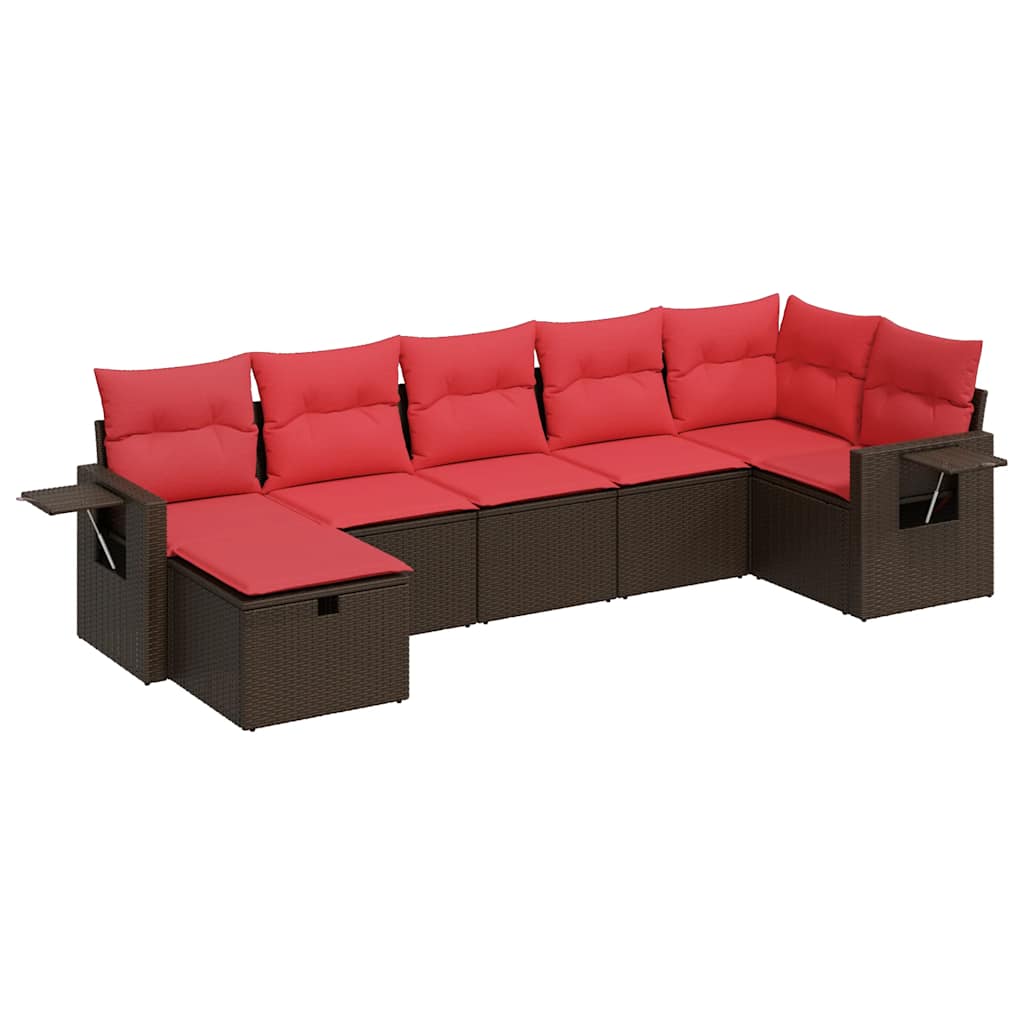 Set canapele de grădină cu perne, 7 piese, maro, poliratan GartenMobel Dekor