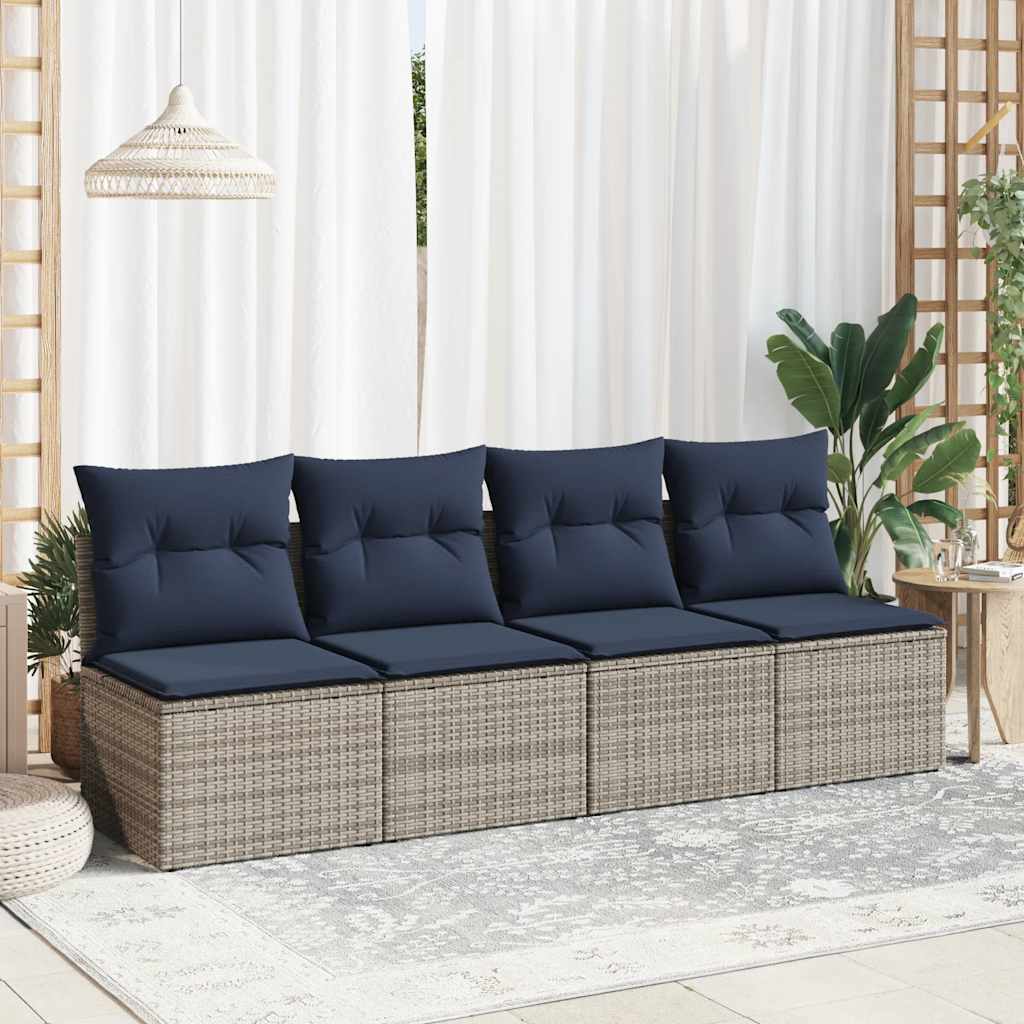 Set mobilier grădină cu perne 2 piese gri poliratan/lemn acacia GartenMobel Dekor