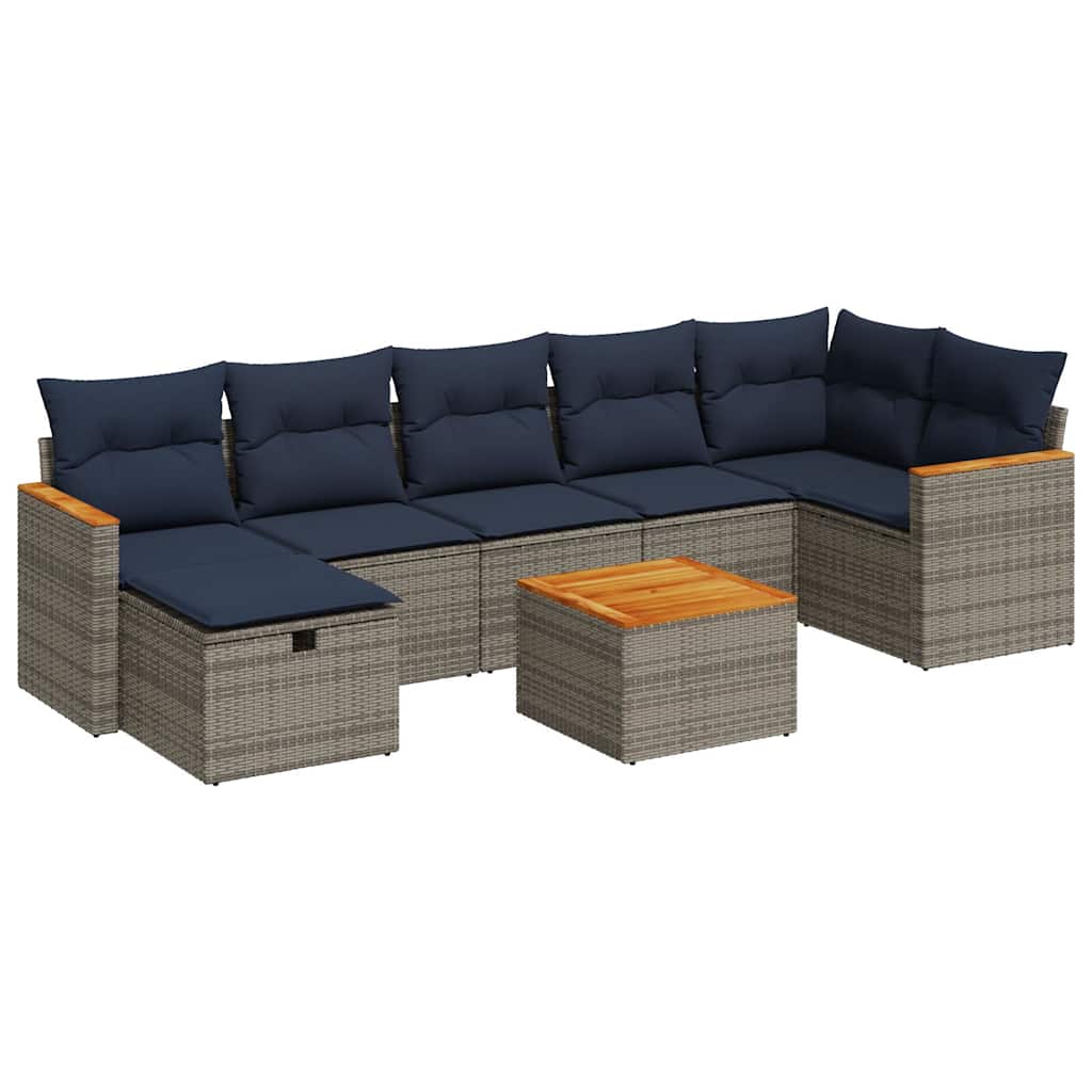 Set canapele de grădină cu perne, 8 piese, gri, poliratan GartenMobel Dekor