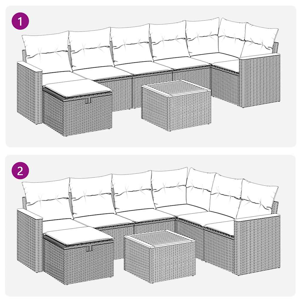 Set canapele de grădină cu perne, 8 piese, gri, poliratan GartenMobel Dekor