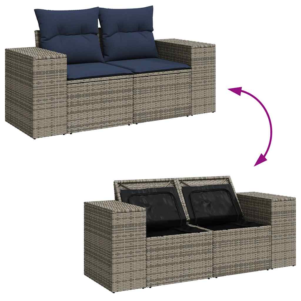 Set mobilier grădină perne 6 piese negru poliratan/lemn acacia GartenMobel Dekor