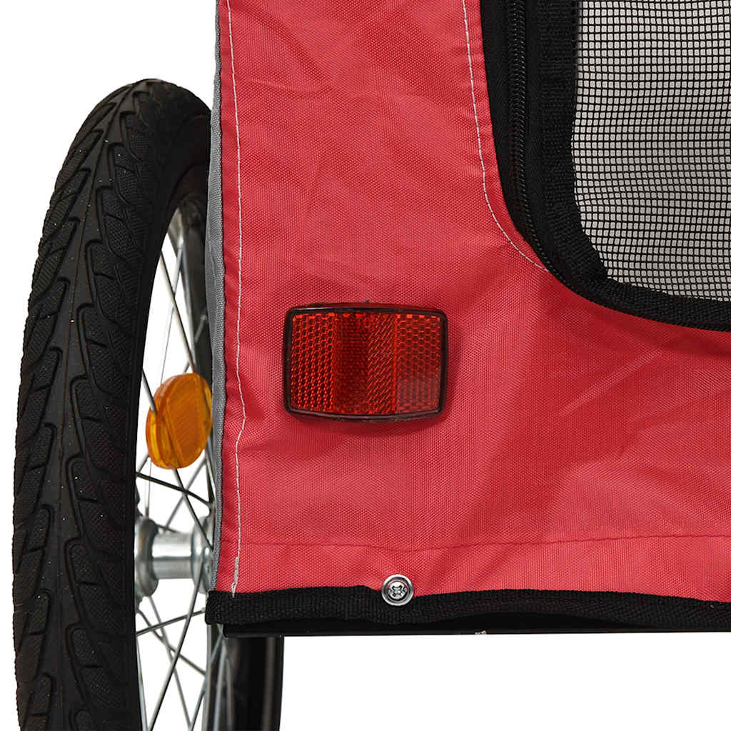 Remorcă bicicletă animale companie, roșu/gri textil oxford/fier GartenMobel Dekor