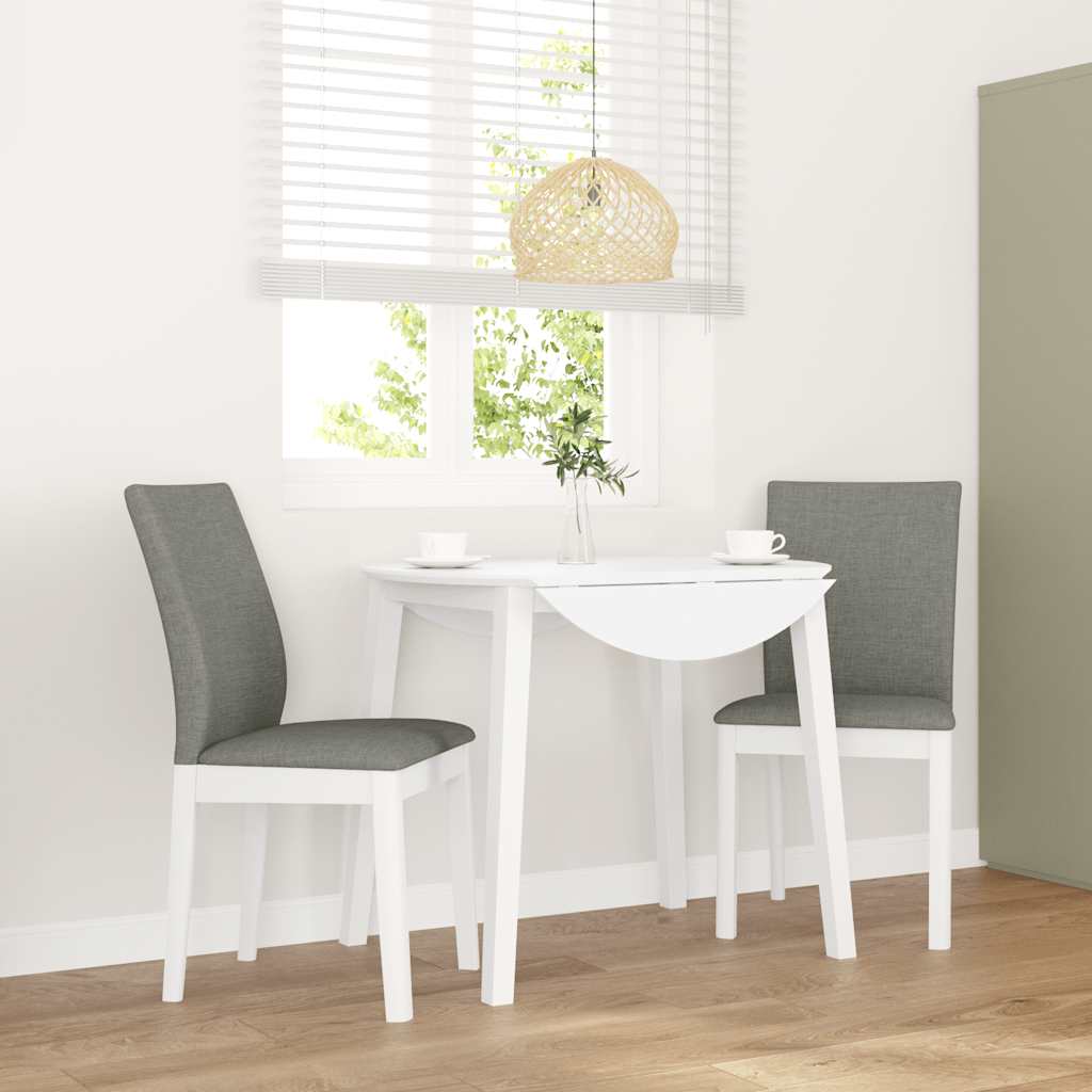 Scaune de sufragerie cu perne 2 buc cauciuc din lemn masiv alb GartenMobel Dekor