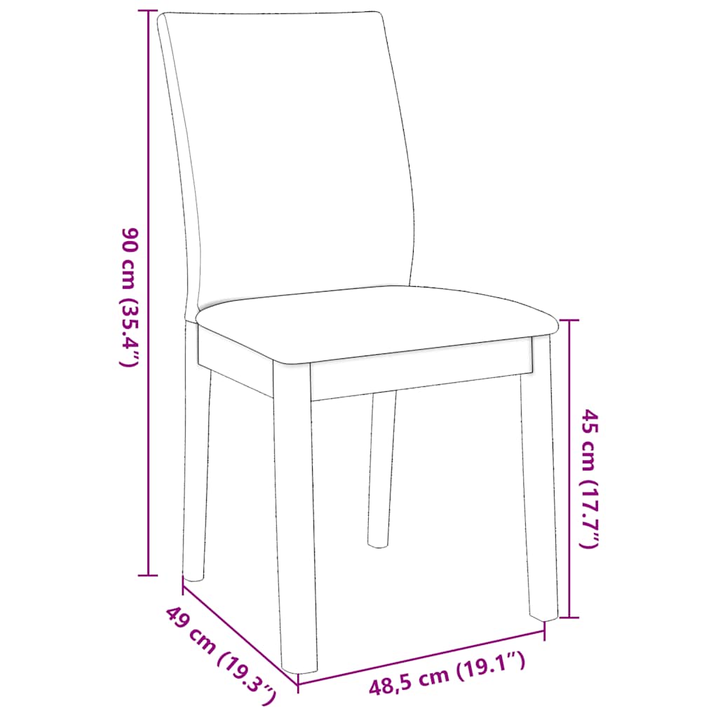 Scaune de sufragerie cu perne 2 buc cauciuc din lemn masiv alb GartenMobel Dekor