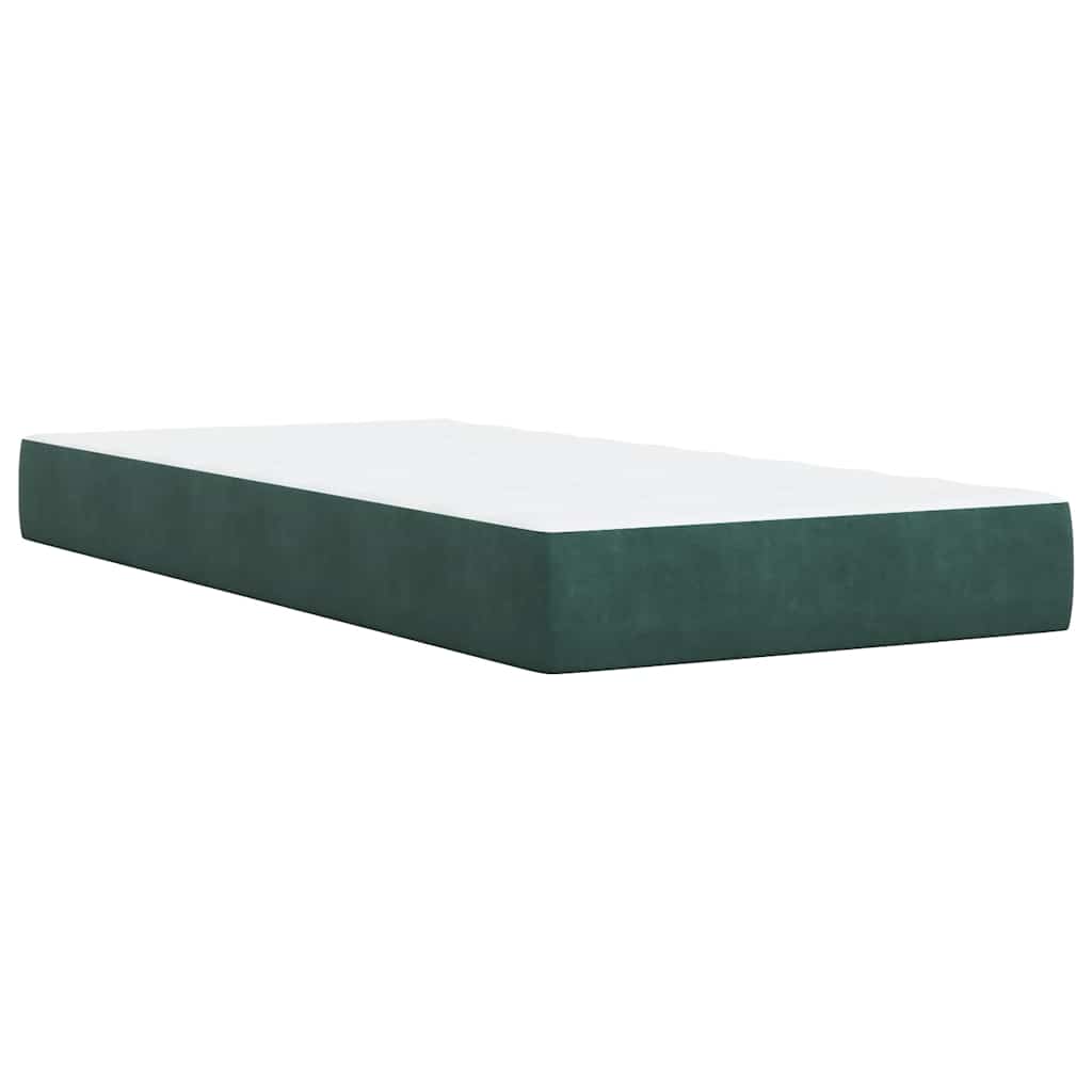 Pat box spring cu saltea, verde închis, 100x200 cm, catifea GartenMobel Dekor