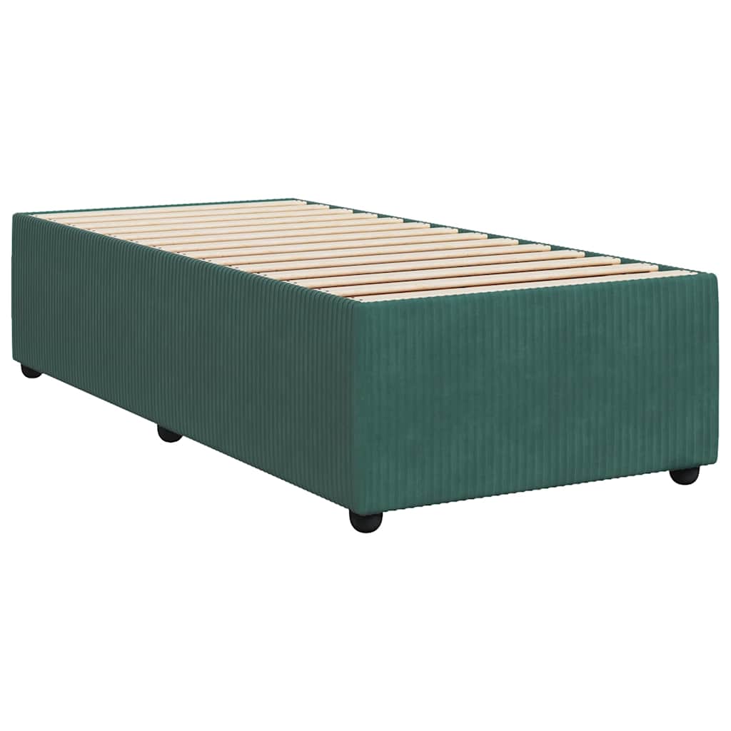 Pat box spring cu saltea, verde închis, 100x200 cm, catifea GartenMobel Dekor