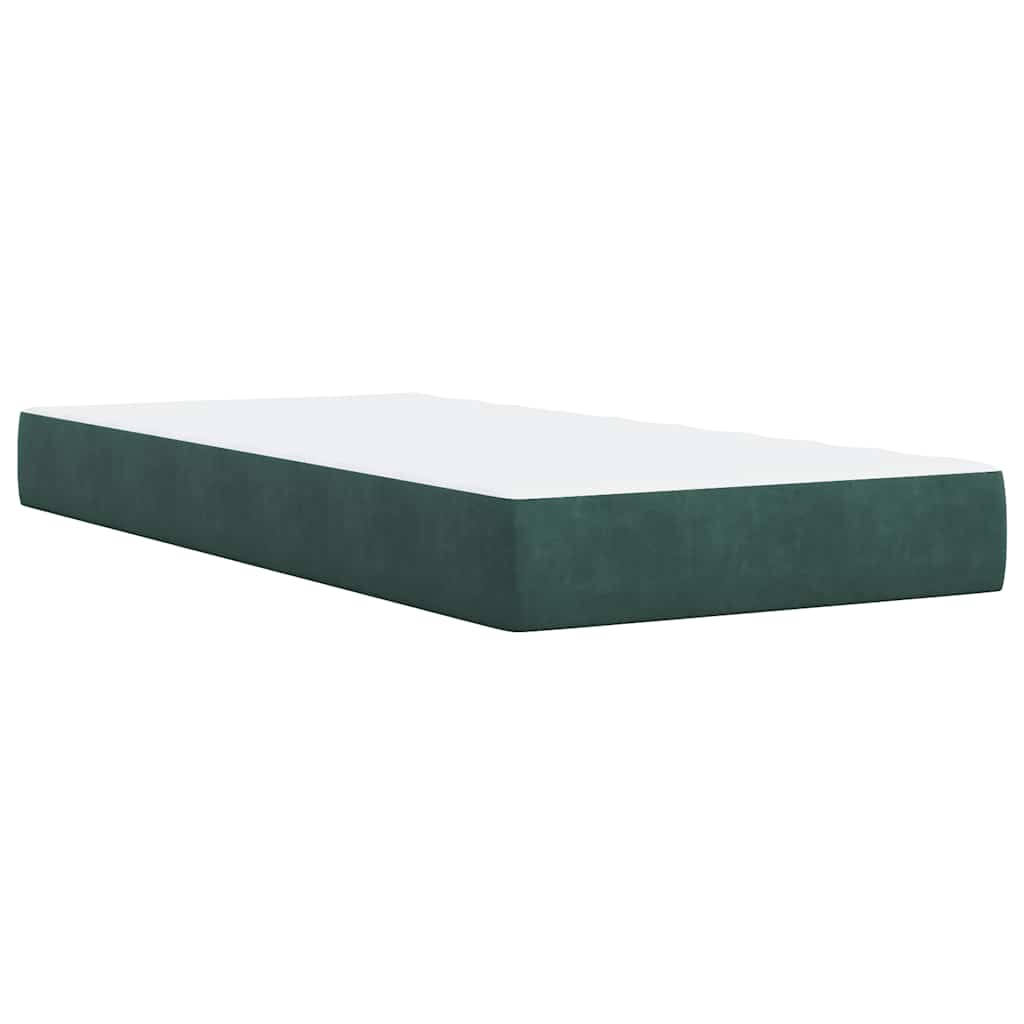 Pat box spring cu saltea, verde închis, 100x200 cm, catifea GartenMobel Dekor
