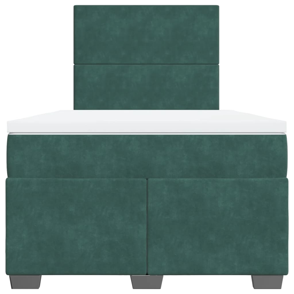 Pat box spring cu saltea, verde închis, 120x190 cm, catifea GartenMobel Dekor