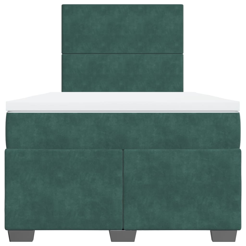Pat box spring cu saltea, verde închis, 120x190 cm, catifea GartenMobel Dekor