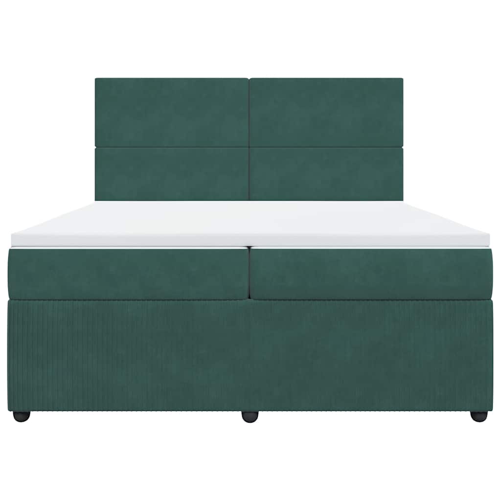 Pat box spring cu saltea, verde închis, 200x200 cm, catifea GartenMobel Dekor
