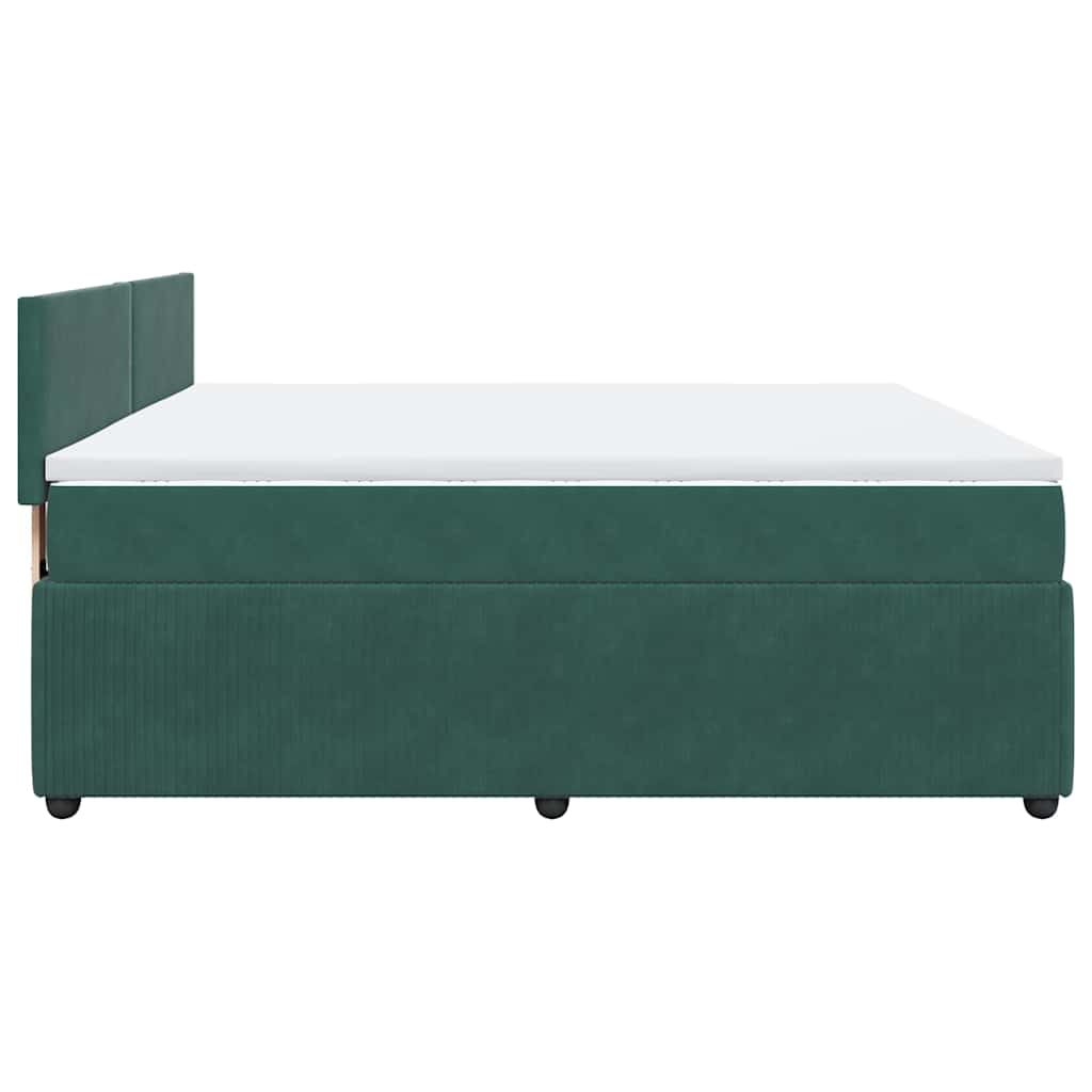 Pat box spring cu saltea, verde închis, 200x200 cm, catifea GartenMobel Dekor
