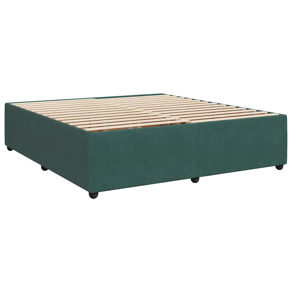 Pat box spring cu saltea, verde închis, 200x200 cm, catifea GartenMobel Dekor