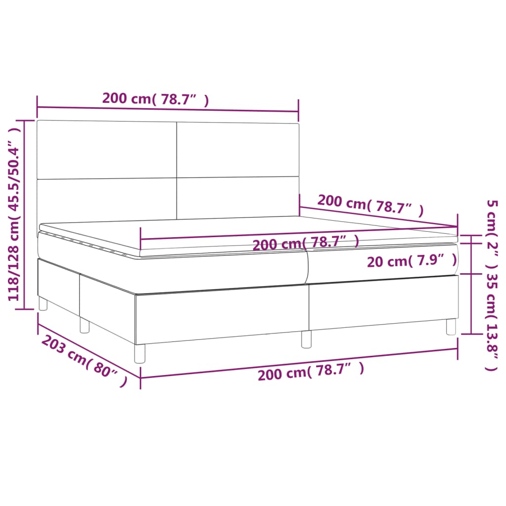 Pat box spring cu saltea, verde închis, 200x200 cm, catifea GartenMobel Dekor