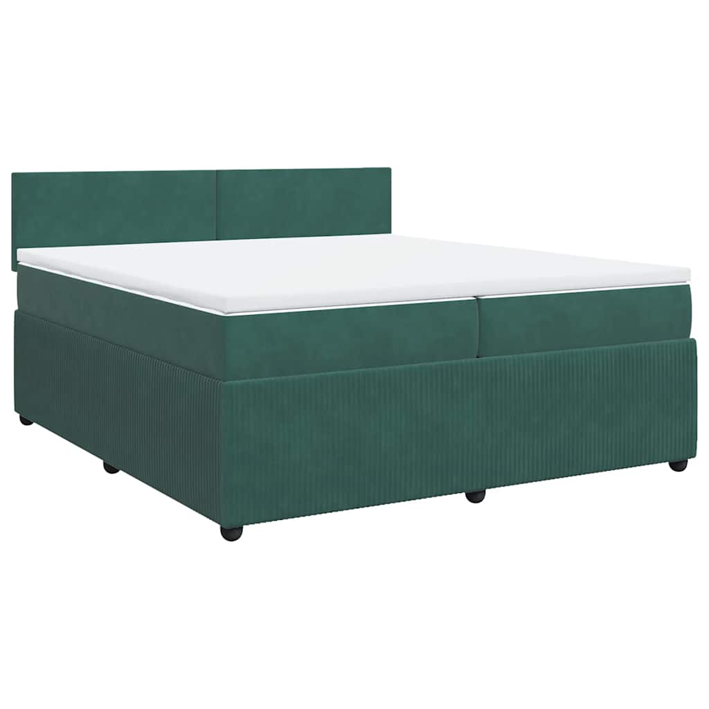 Pat box spring cu saltea, verde închis, 200x200 cm, catifea GartenMobel Dekor