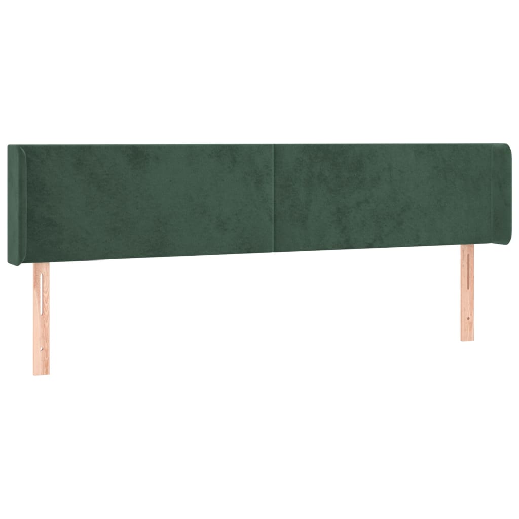 Tăblie de pat cu aripioare verde închis 203x16x78/88 cm catifea GartenMobel Dekor