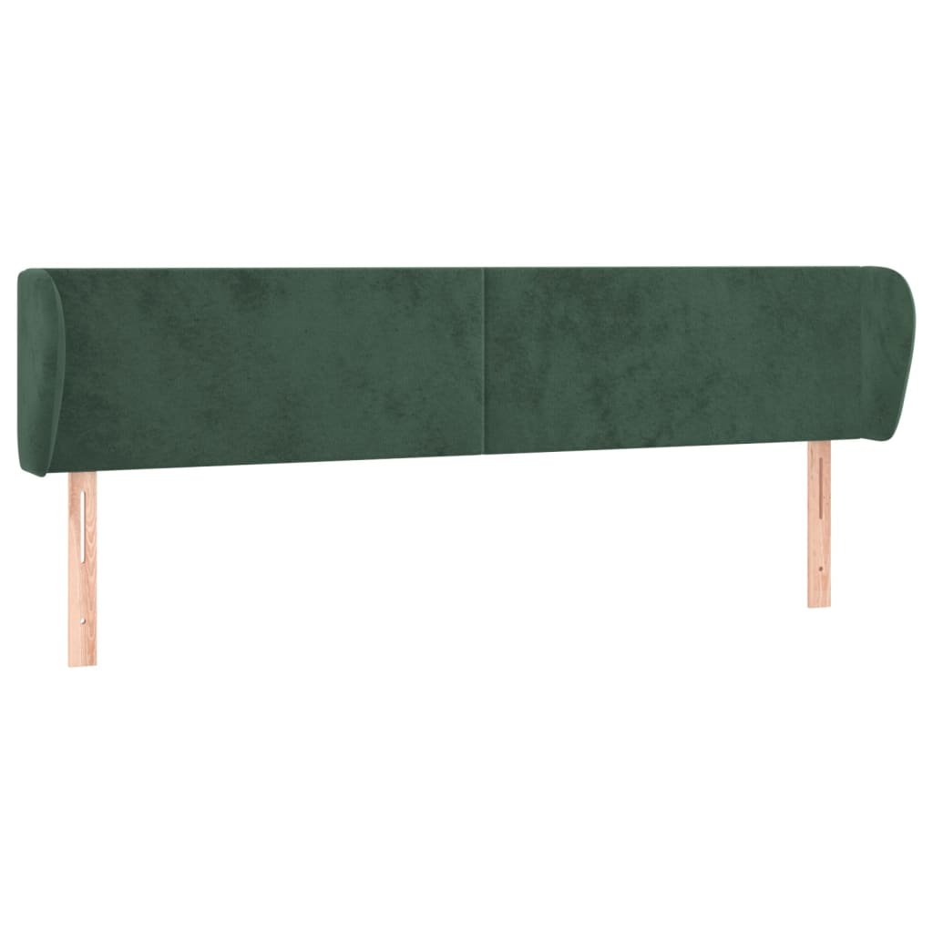 Tăblie de pat cu aripioare verde închis 203x23x78/88 cm catifea GartenMobel Dekor