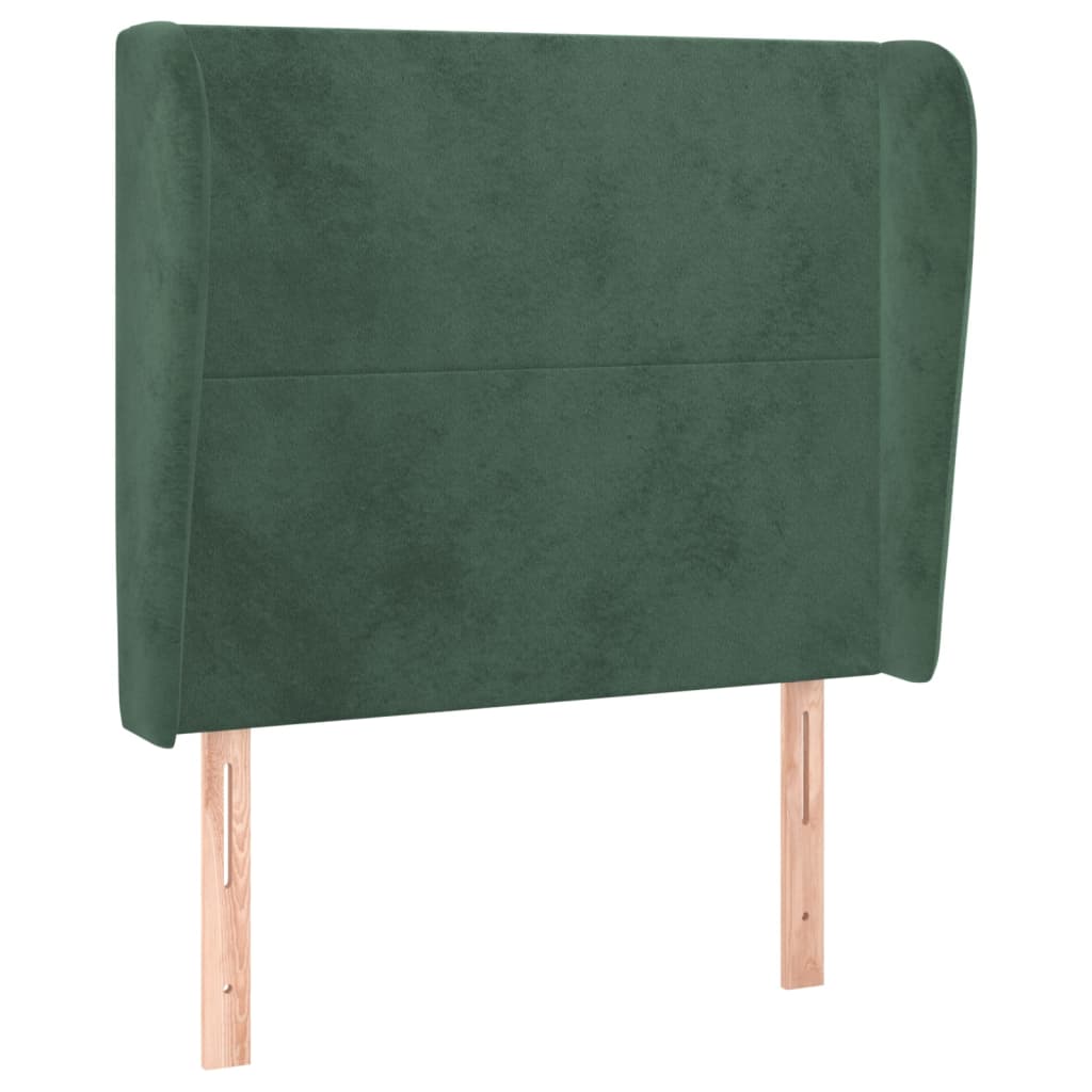 Tăblie pat cu aripioare verde închis 103x23x118/128 cm catifea GartenMobel Dekor