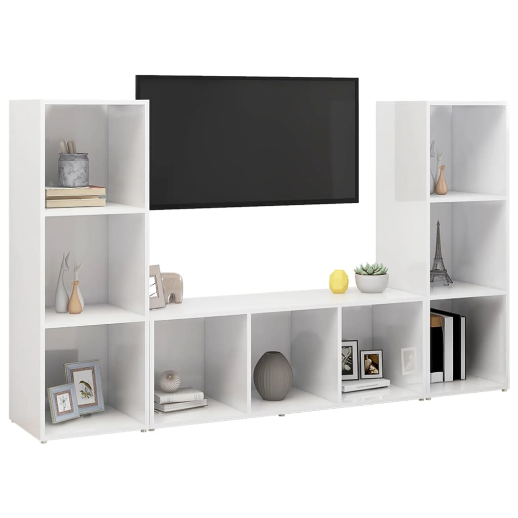 Dulapuri TV, 2 buc., alb, 107x35x37 cm, lemn prelucrat GartenMobel Dekor